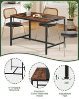 47.2" Rectangle Dining Table for 6 - Rustic Brown & Black