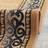 Antep Rugs Alfombras Bordered Modern 5x7 Non-Slip (Non-Skid) Low Pile Rubber Backing Indoor Area Rug (Gold Brown, 5' x 7')