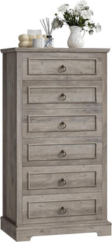 6 Drawer Dresser, 52" Tall Chest of Drawers, Modern Farmhouse Storage Dressers