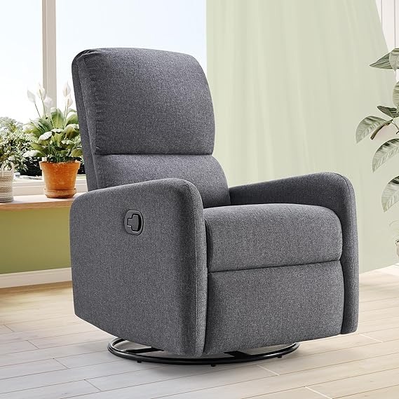 Swivel Rocking Chair - Massage Recliner, Nursery Glider with High Back