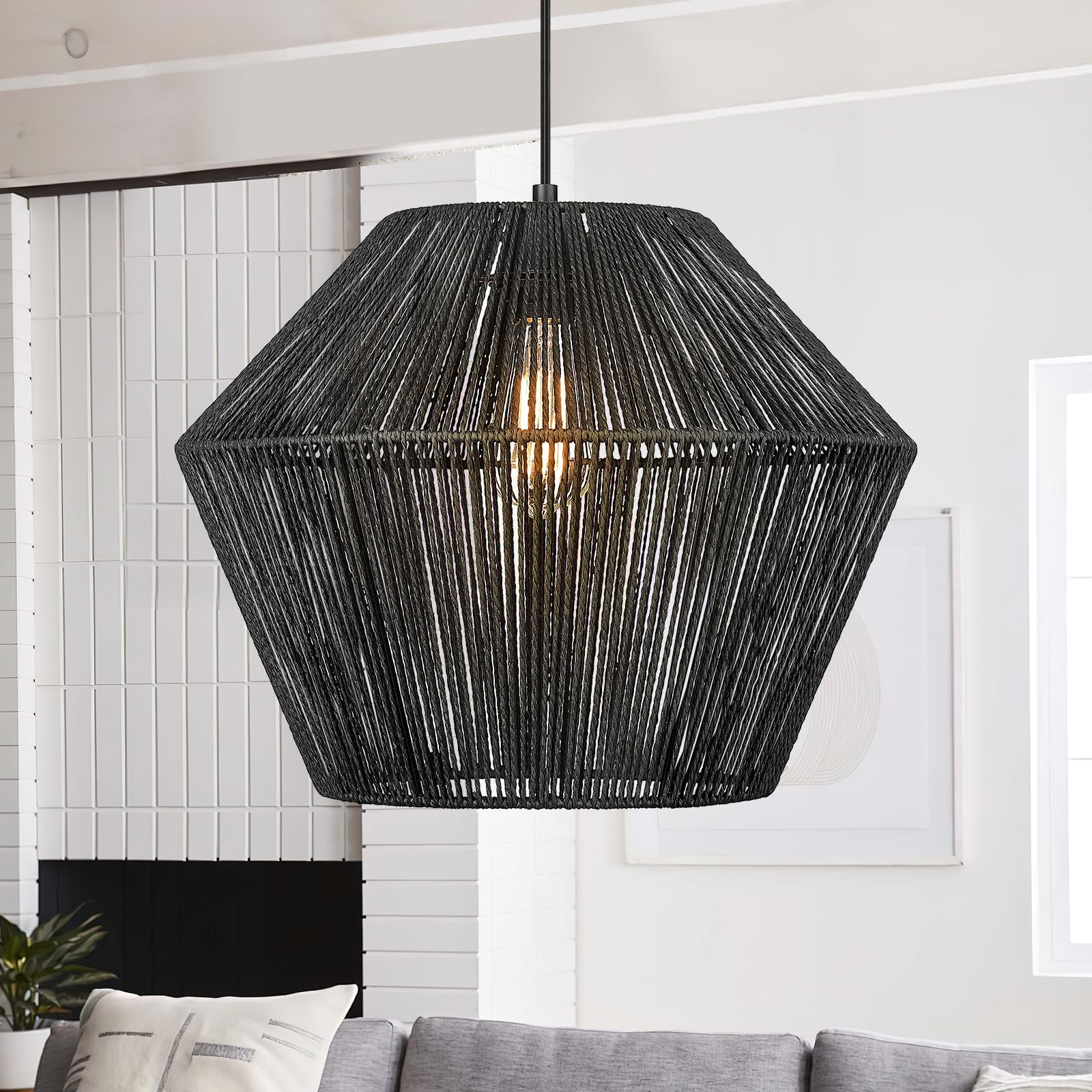 16.5” Large Modern Woven Chandelier Farmhouse Coastal Pendant Light