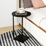 C Shaped End Table,Round C Table,Snack Side Table for Sofa and Bed