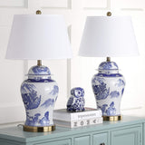 Blue & White Chinoiserie Ginger Jar Table Lamps - Set of 2