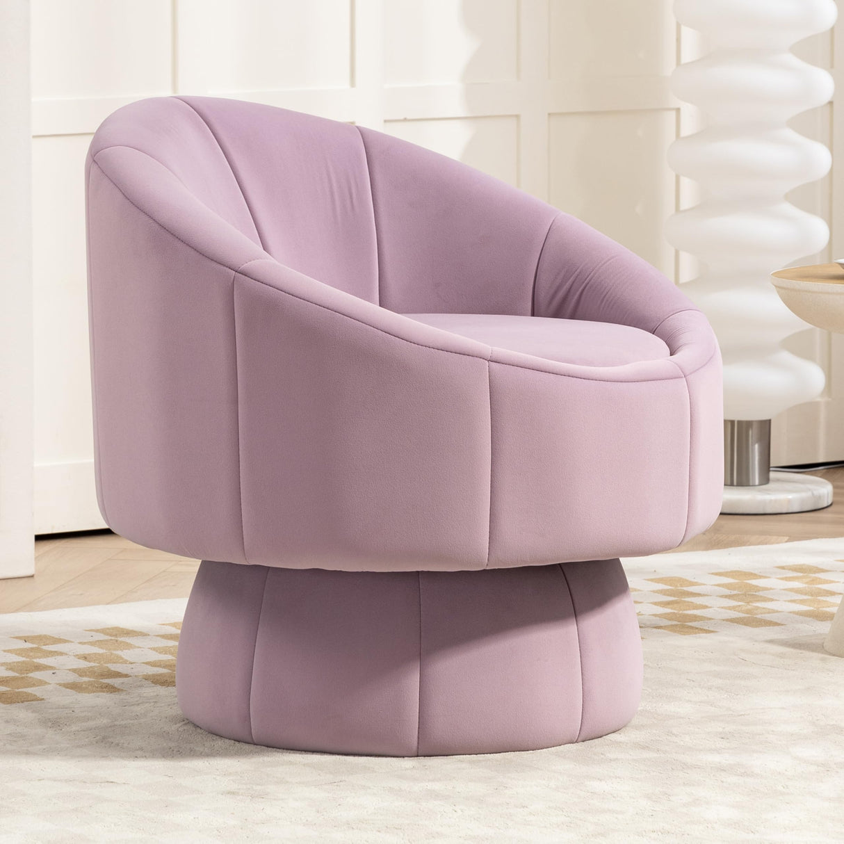 Accent Chair for Living Room Swivel Barrel Accent Chair，Swivel Chair 360°Sofa，Modern Comfy Chair Upholstered Small Round Chair with Velvet Fabirc, for Bedroom/Living Room/Office