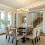 20" Gold Crystal Chandelier,Dimmable LED Ring Light for Dining Room, Bedroom