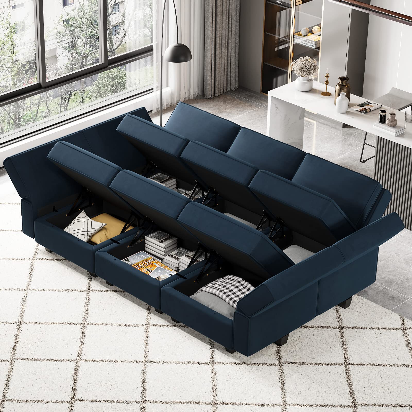 Modular Velvet Sectional Sofa with Chaise Lounge Sectional Sleeper Sofa