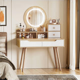 Vanity Desk with Mirror and Lights, Vanity Desk with Drawers, Makeup Vanity Dressing