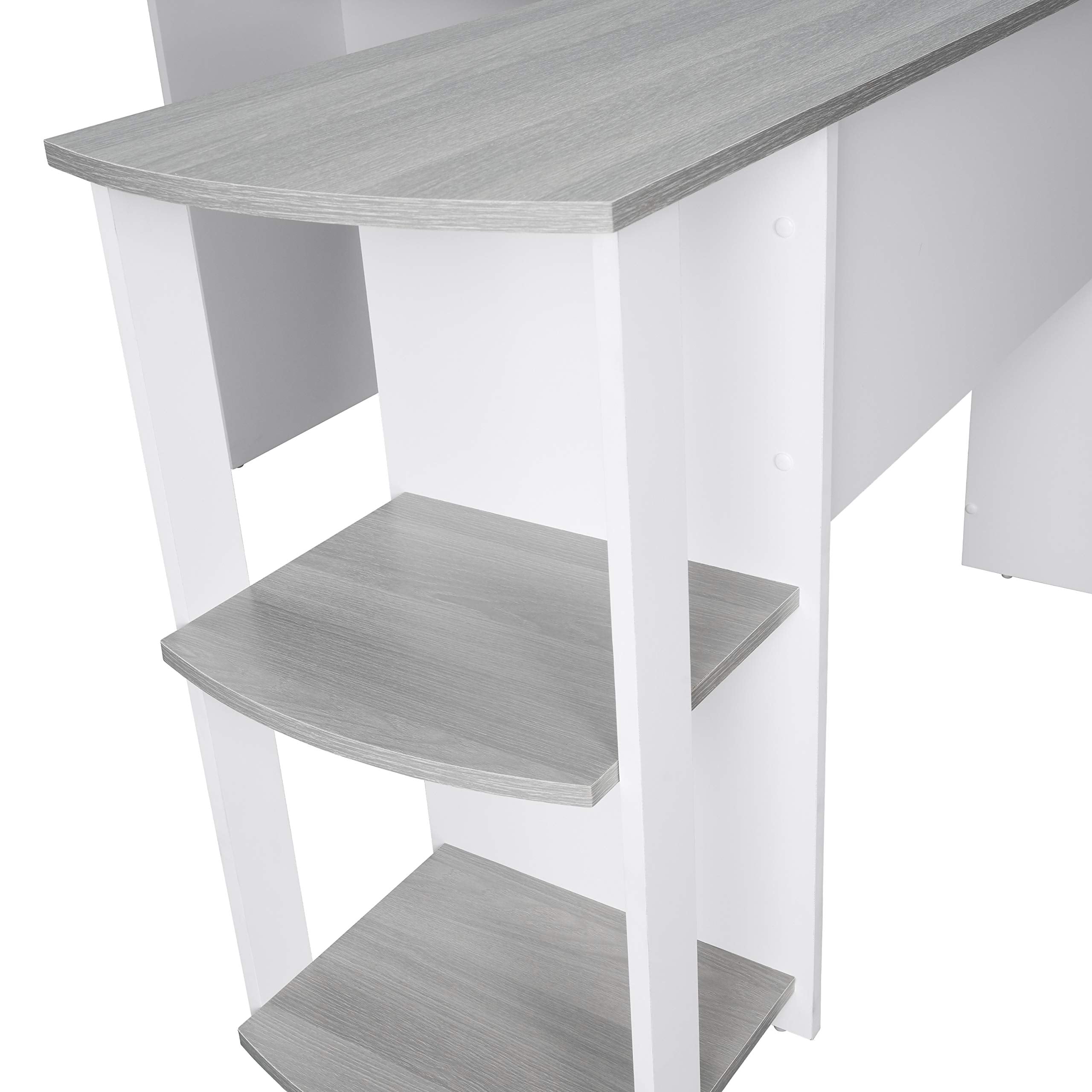 L Shaped Desk - Modern Computer Desk with Corner Bookshelf & Side Storage Shelves