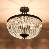 5-Light E12 Round Crystal Ceiling Light Fixture Modern Semi Flush