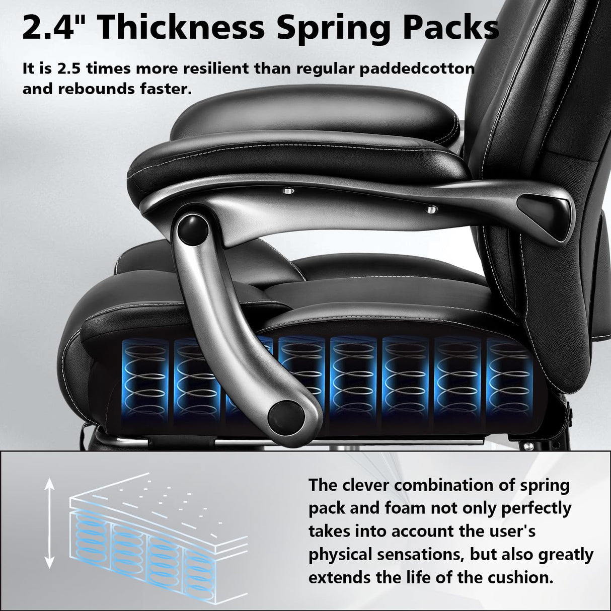 600lbs Big and Tall Executive Office Chair with Adjustable Lumbar Support
