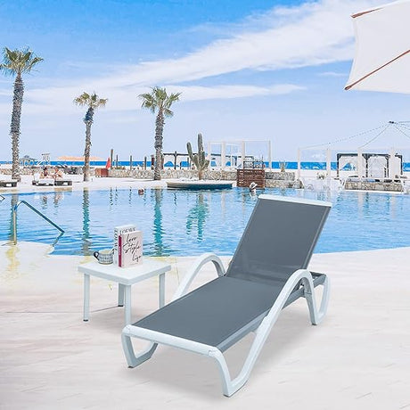 Patio Chaise Lounge Adjustable Aluminum Pool Lounge Chairs