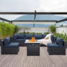 Outdoor PE Wicker Furniture Set, Patio Black Rattan Sectional Sofa Couch