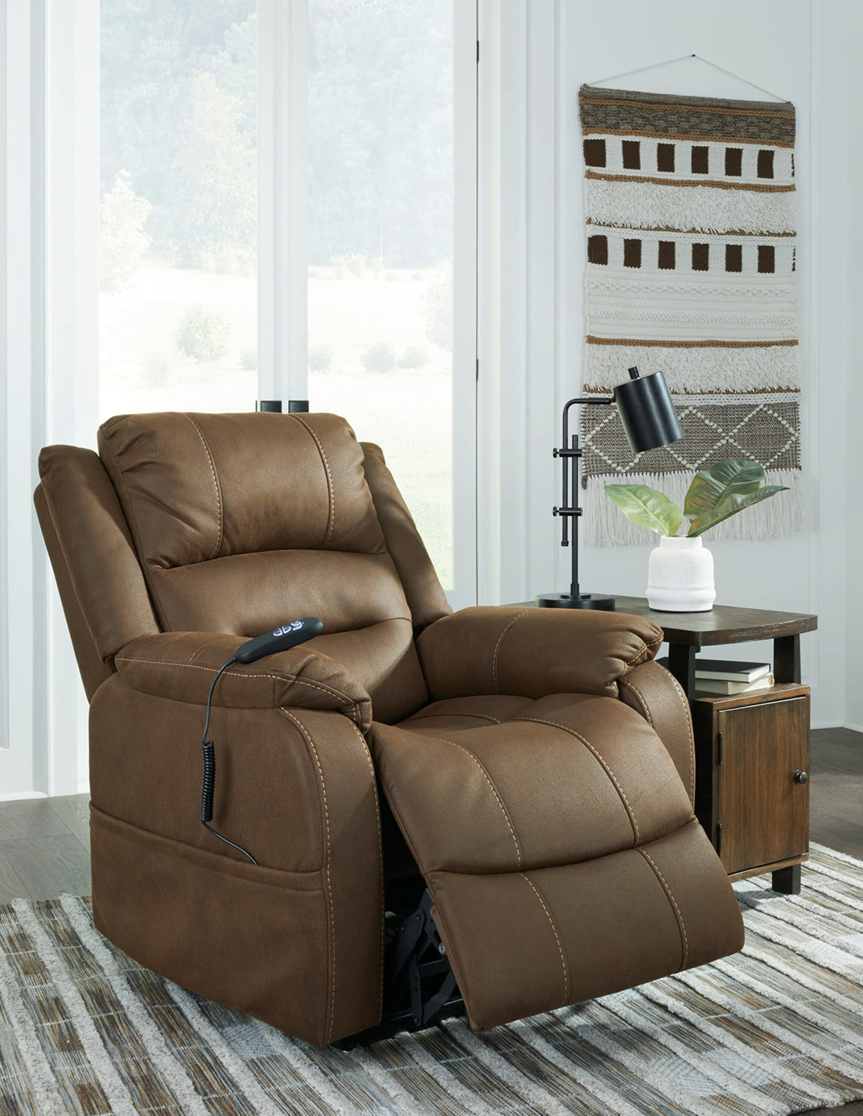 Whitehill Faux Leather Power Lift Recliner, Brown