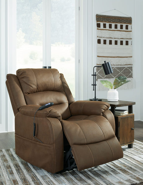 Signature Design by Ashley Whitehill Faux Leather Power Lift Recliner, Brown