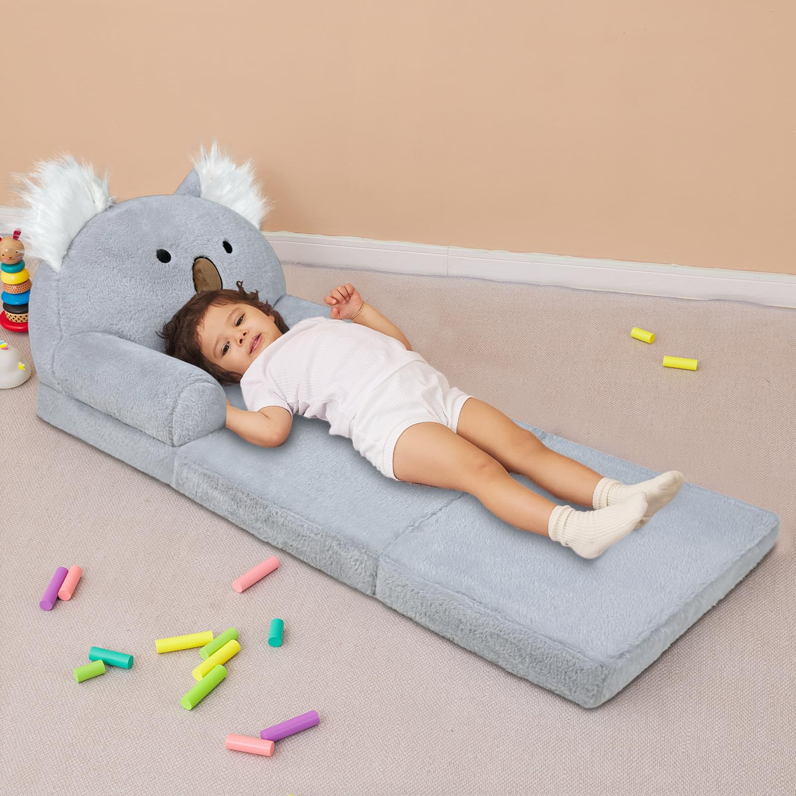Toddler Chair Plush with Removable Cover, Sofa Bed to Lounger