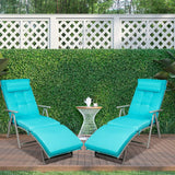 2 PCS Outdoor Folding Chaise Lounge Chair, Lightweight Recliner Chair w/ 7 Adjustable