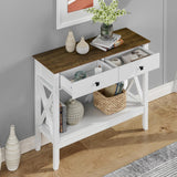 Lomojo Console Table,Sofa Table 13.8" D x 39.37" W x 31.5" HEntryway Table with 2 Drawers Storage Shelve Foyer Table for Entryway Farmhouse Hallway Tables for Living Room,Kitchen