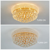 9-Light Crystal Flush Mount Chandelier Ceiling Light Fixture for Living Room Dining Room