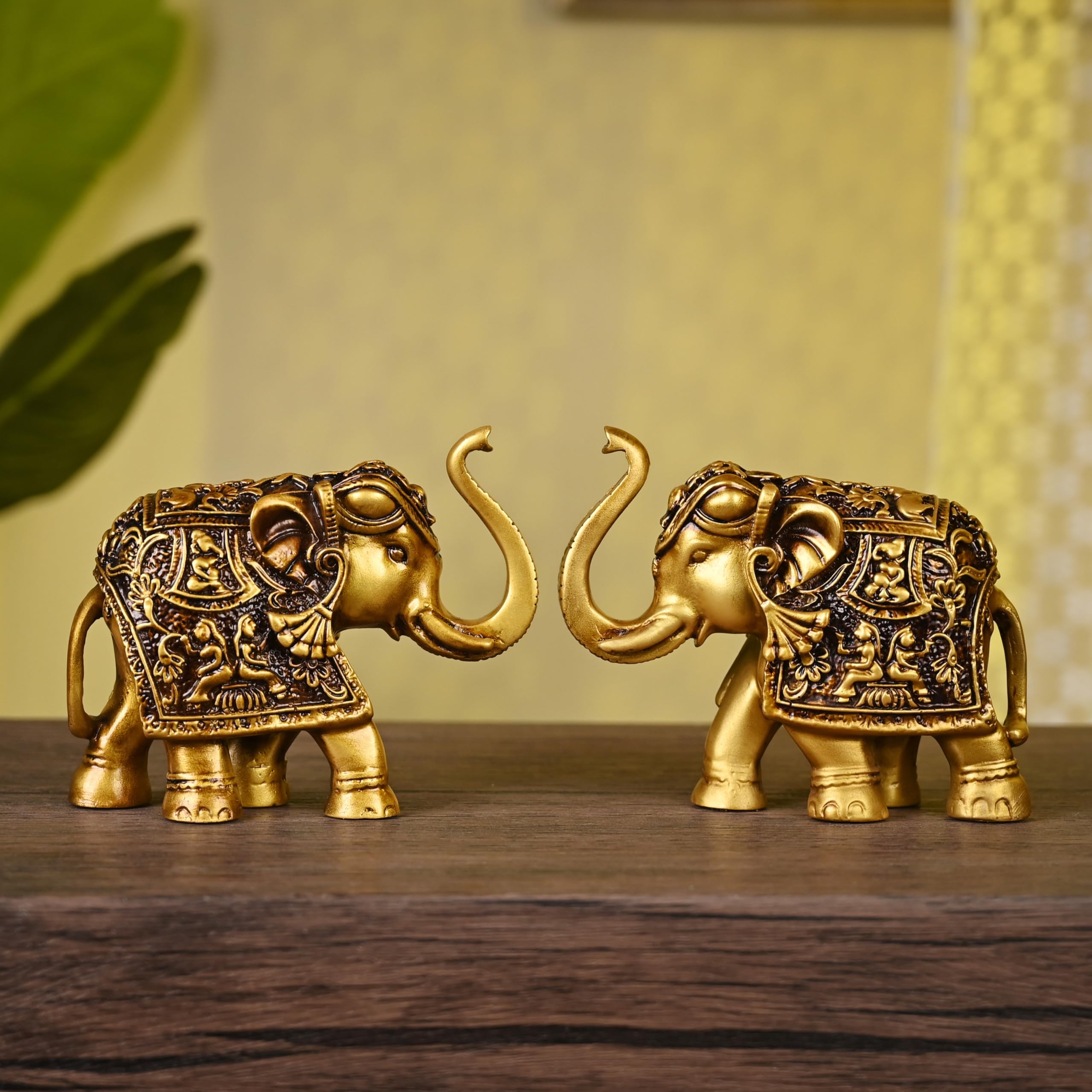 Elephant Statue | Set of 2 Elephant Figurine | Elephant Family Statue Showpiece Figurines