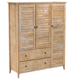 Greenport 3-Door Wardrobe, Solid Wood with Brushed Driftwood Finish