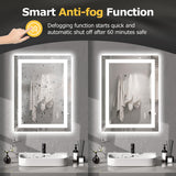 LED Bathroom Mirror with Lights 24"x 32" Wall Vanity LED Mirror Stepless Dimmable