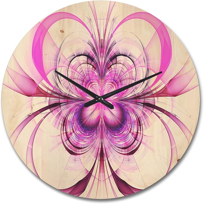 Fractal Purple Flower Pattern ' Modern Wood Wall Clock Large Decorative Modern