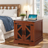 24'' Wood Mid Century Modern Night Stand with Charging Station, Drawers and Adjustable