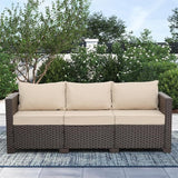 Outdoor Furniture Outdoor Couch Grey Wicker Patio Furniture 3-seat Sofa Deep Seat
