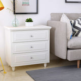 3 Drawers Nightstand, with Wood Legs,Modern White Drawers Dresser Bedside Nightstand