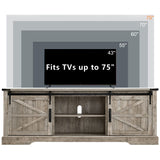 Farmhouse TV Stand for 75 Inch TV, Rustic Entertainment Center w/Sliding Barn Door