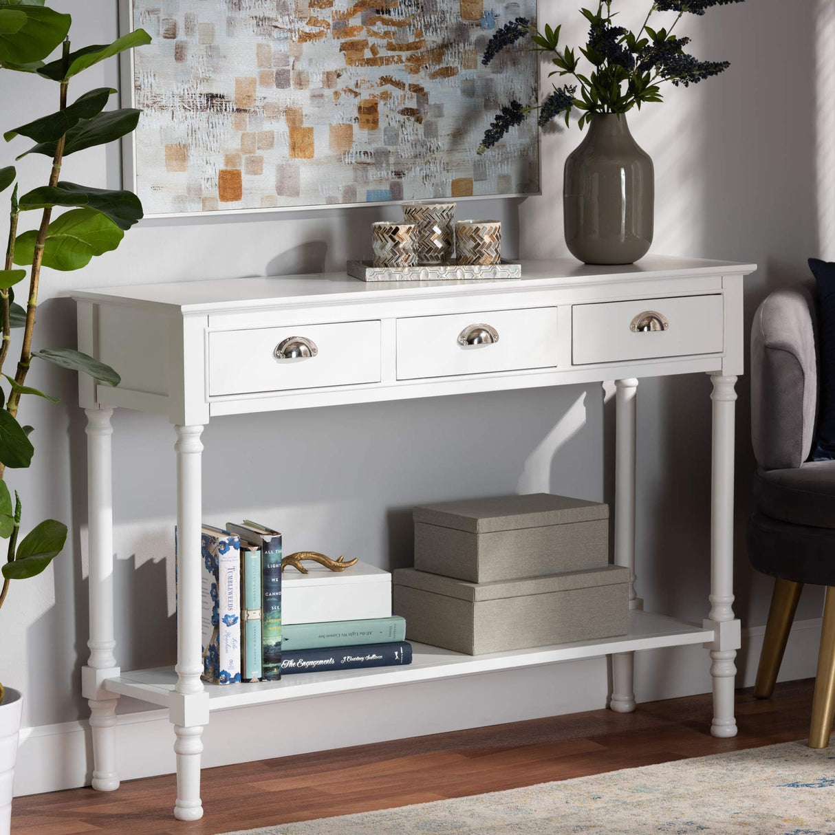 Garvey Console Tables, 3-Drawer, White