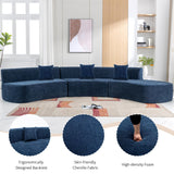 Modern Minimalist Curved Sofa with 3 Soft Throw Pillows