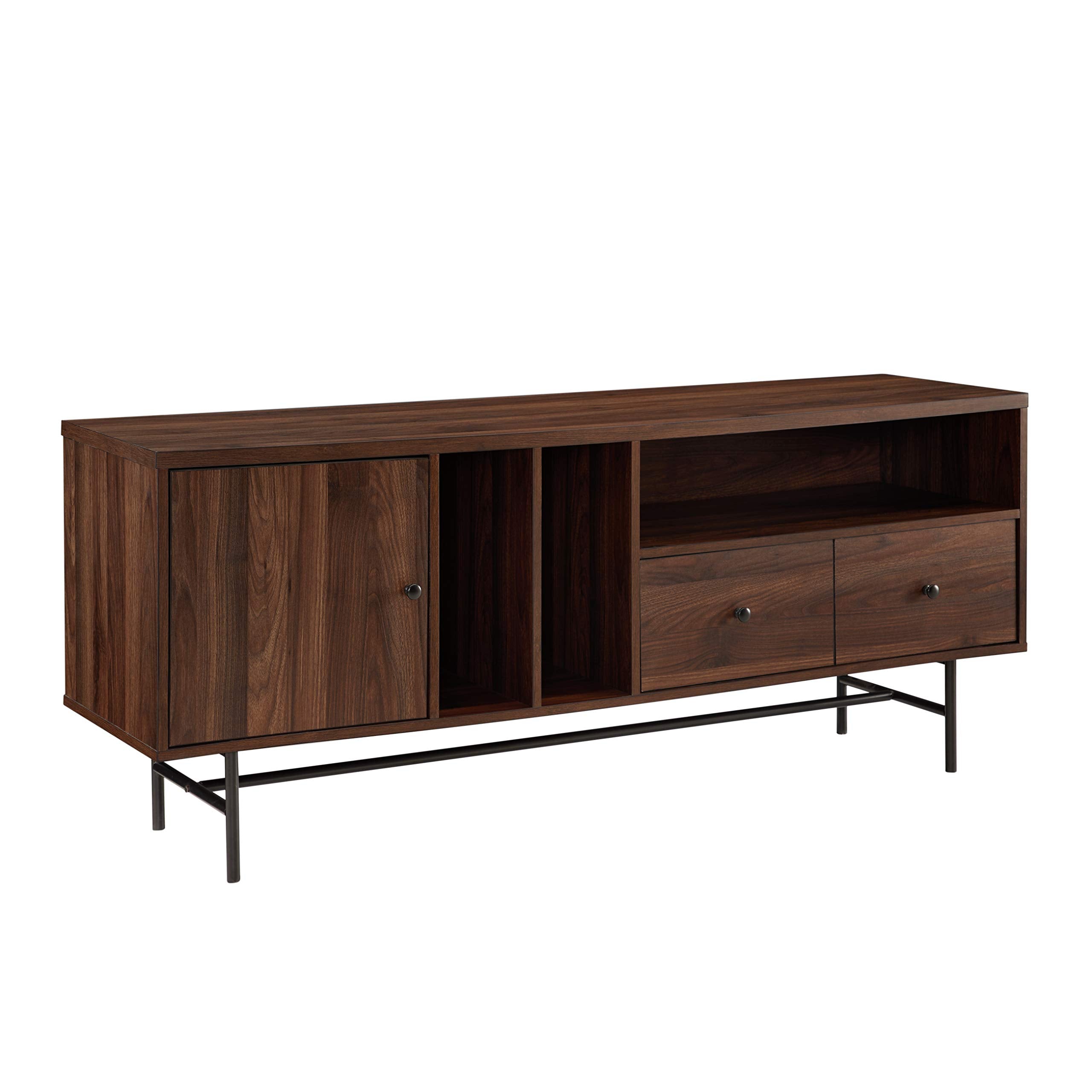 Modern Wood TV Stand with Record Storage for TV's up to 65