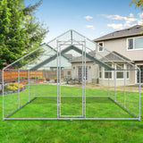 Large Metal Chicken Run with Waterproof Cover - Spacious Outdoor Poultry Cage