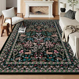 8x10 Washable Area Rug - Beige Botanical Print