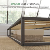 Metal Platform Bed Frame, Wood Slat Support, No Box Spring Needed, Easy Assembly