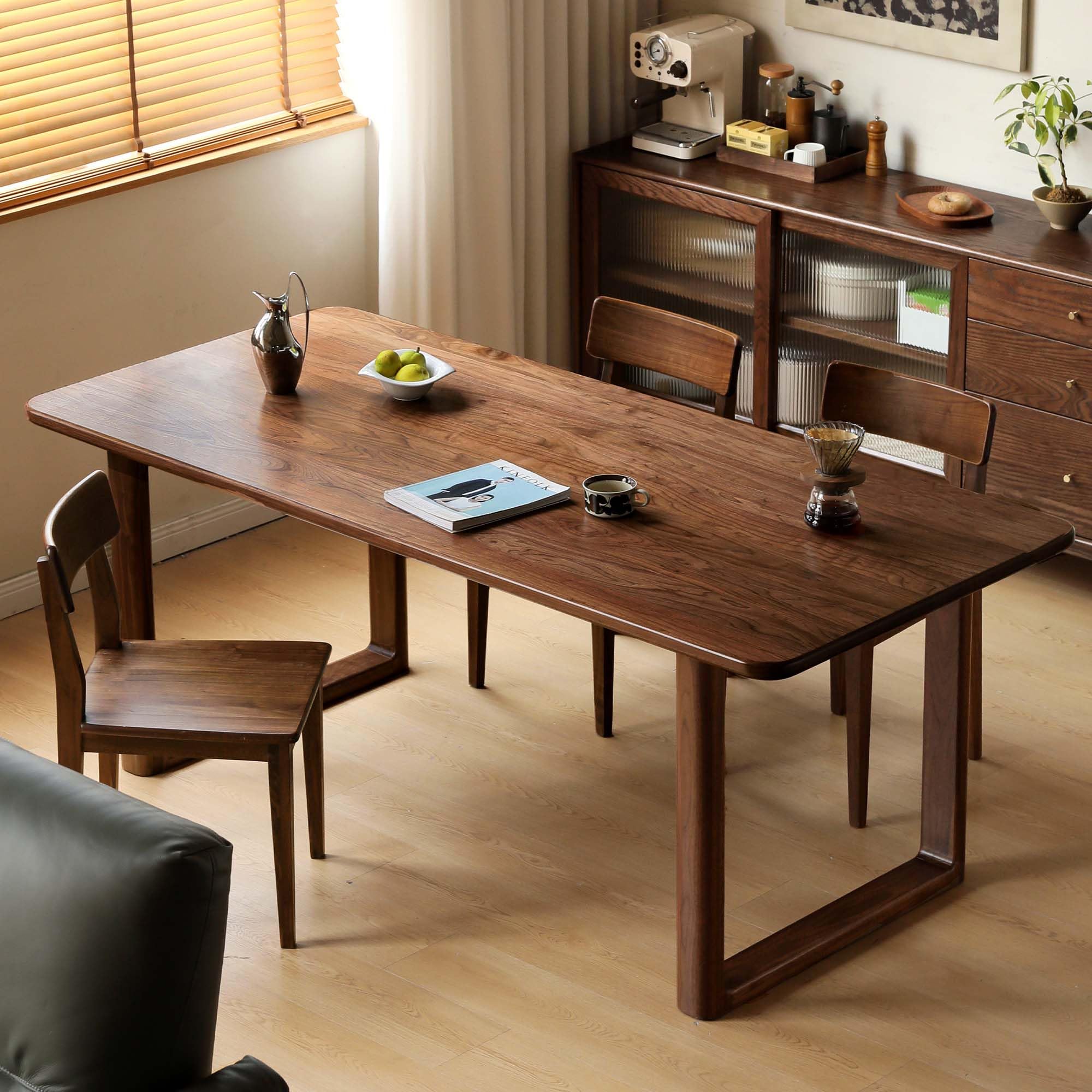 63" Black Walnut Dining Table for 6-8 People