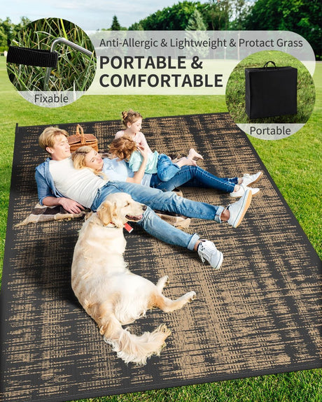 Outdoor Rug Waterproof 8x10 ft Outdoor Carpet Patio Rug Mat Reversible RV Camping