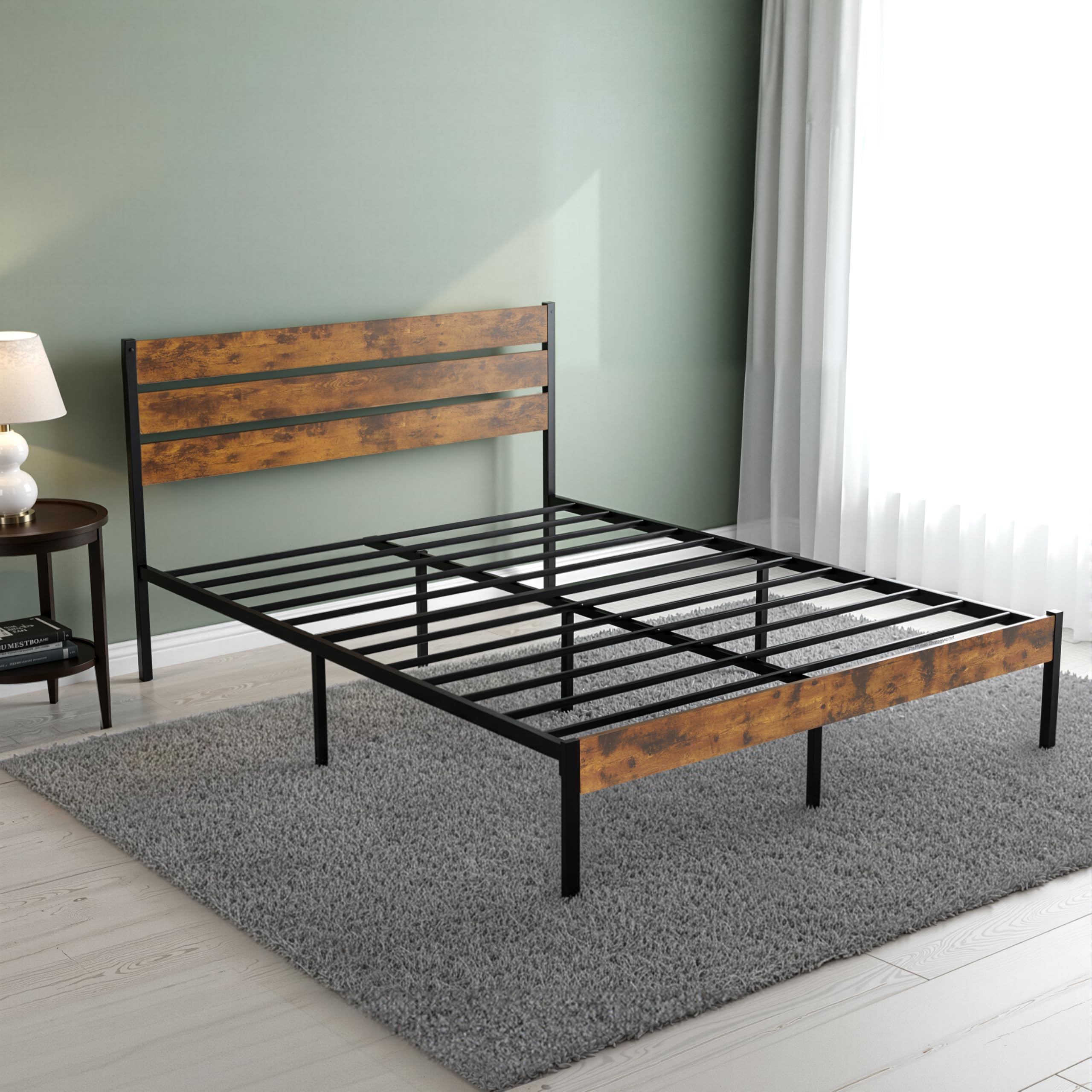 Full Size Metal Bed Frame with Headboard & Footboard