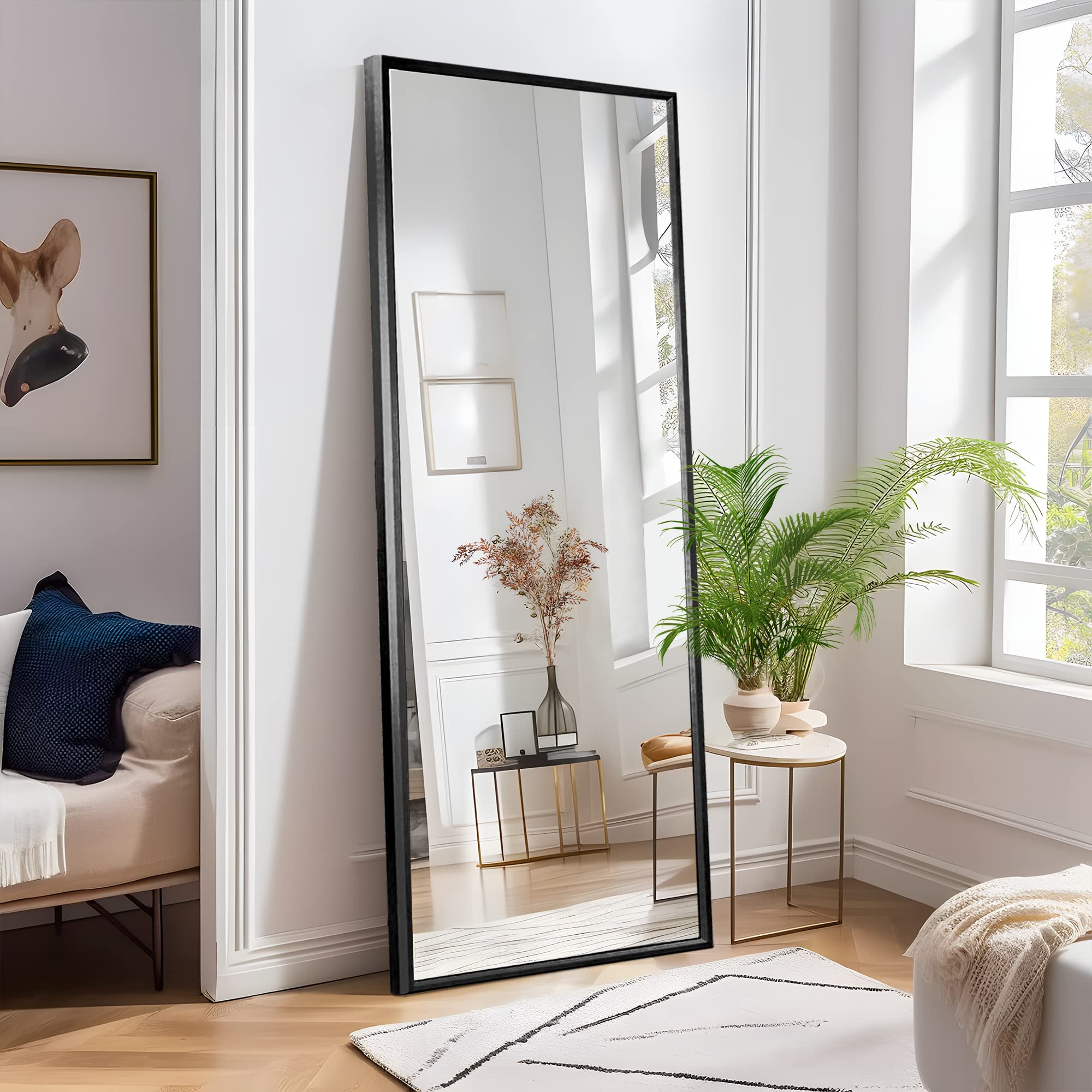 Full Length Floor Mirror with Stand - Wall Mount or Freestanding 65"x22"