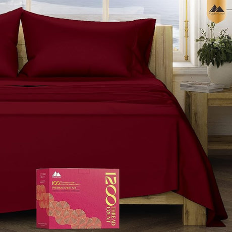 5-Star Hotel Quality 1200 Thread Count 100% Supima Cotton Sheets for Queen Size Bed,