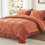 Queen Comforter Set, Burnt Orange Tufted Bed in a Bag 7 Pieces