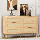 Dresser for Bedroom with 6 Drawers and Metal Handle,Sturdy Frame Modern