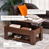 39" Lift Top Coffee Table with Hidden Storage Compartment and Open Shelf