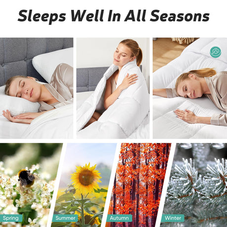 Sweetcrispy Comforter and Duvet Insert Queen Size - All Season Down Alternative Comforters Hotel Blanket with Corner Tabs, Box Stitched Comforter, Bedding for Kids, Teens, and Adults, 88" x 88"