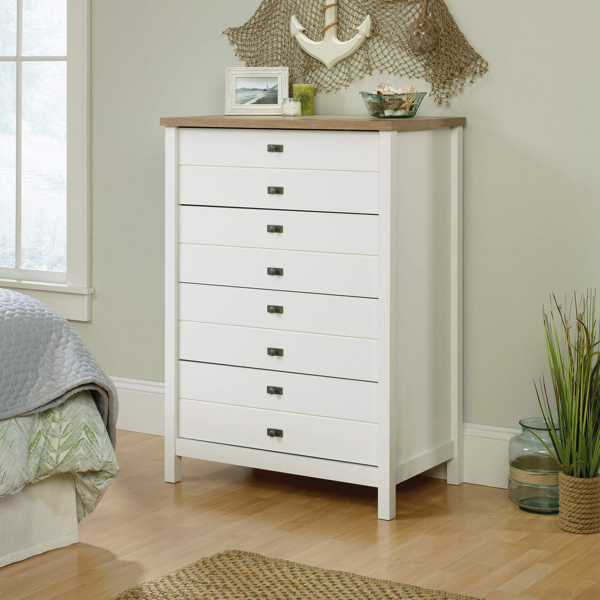 Cottage Road 4-Drawer Chest, Soft White finish,