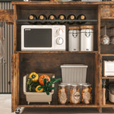 Rolling Kitchen Island Cart with Drop-Leaf and Wine Rack