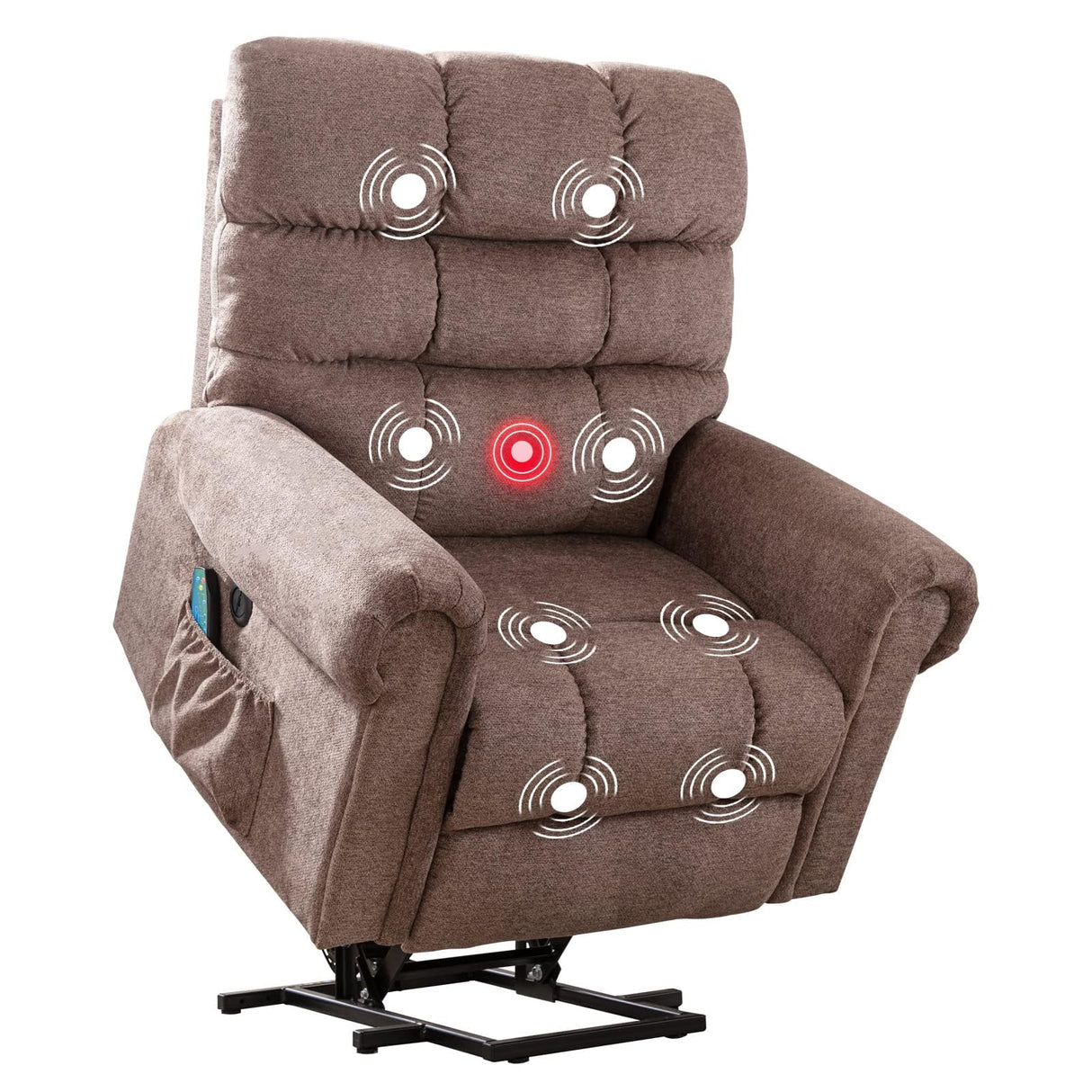 Power Lift Chair for Elderly, Leather Electric Living Room recliner, Light Brown