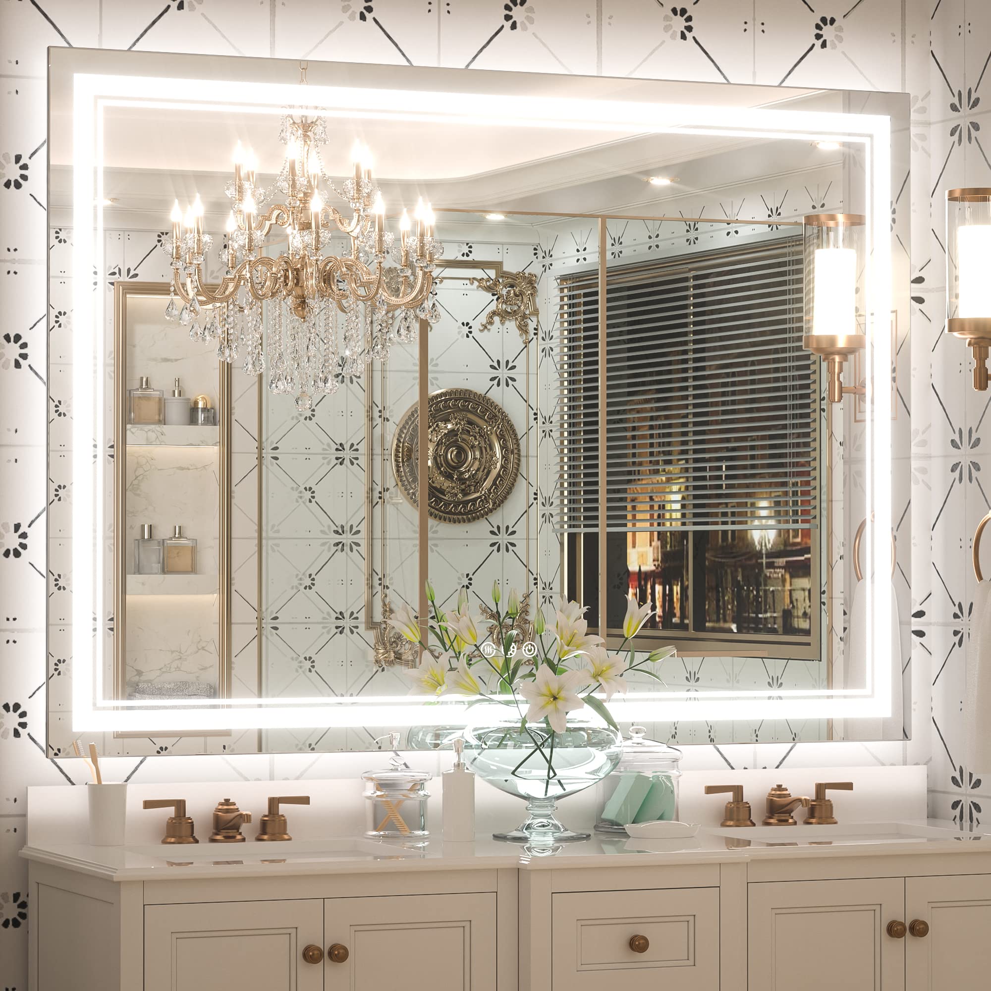 LED Bathroom Mirror with Backlit and Front Lights