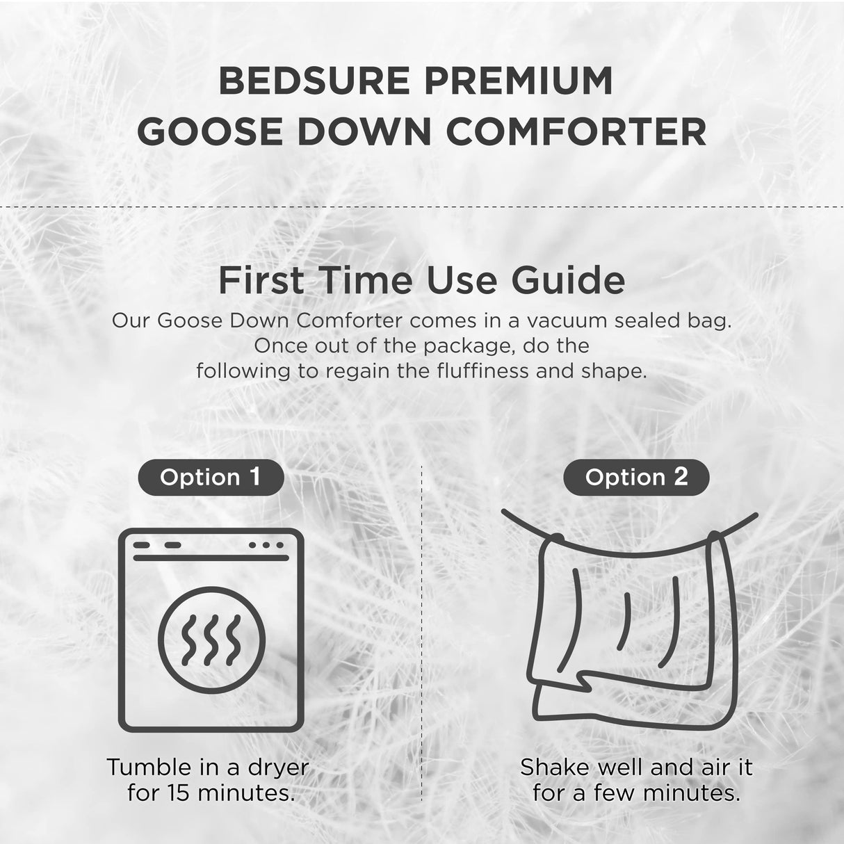 Goose Feather Down Comforter Queen Size - All Season Duvet Insert